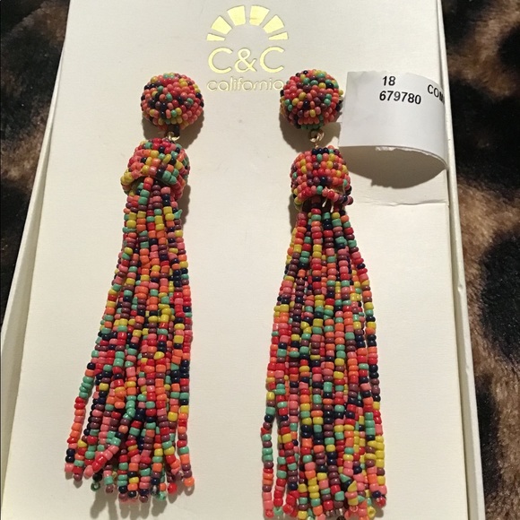 NIB C&C CALIFORNIA GLASS BEAD EARRINGS - Picture 2 of 4